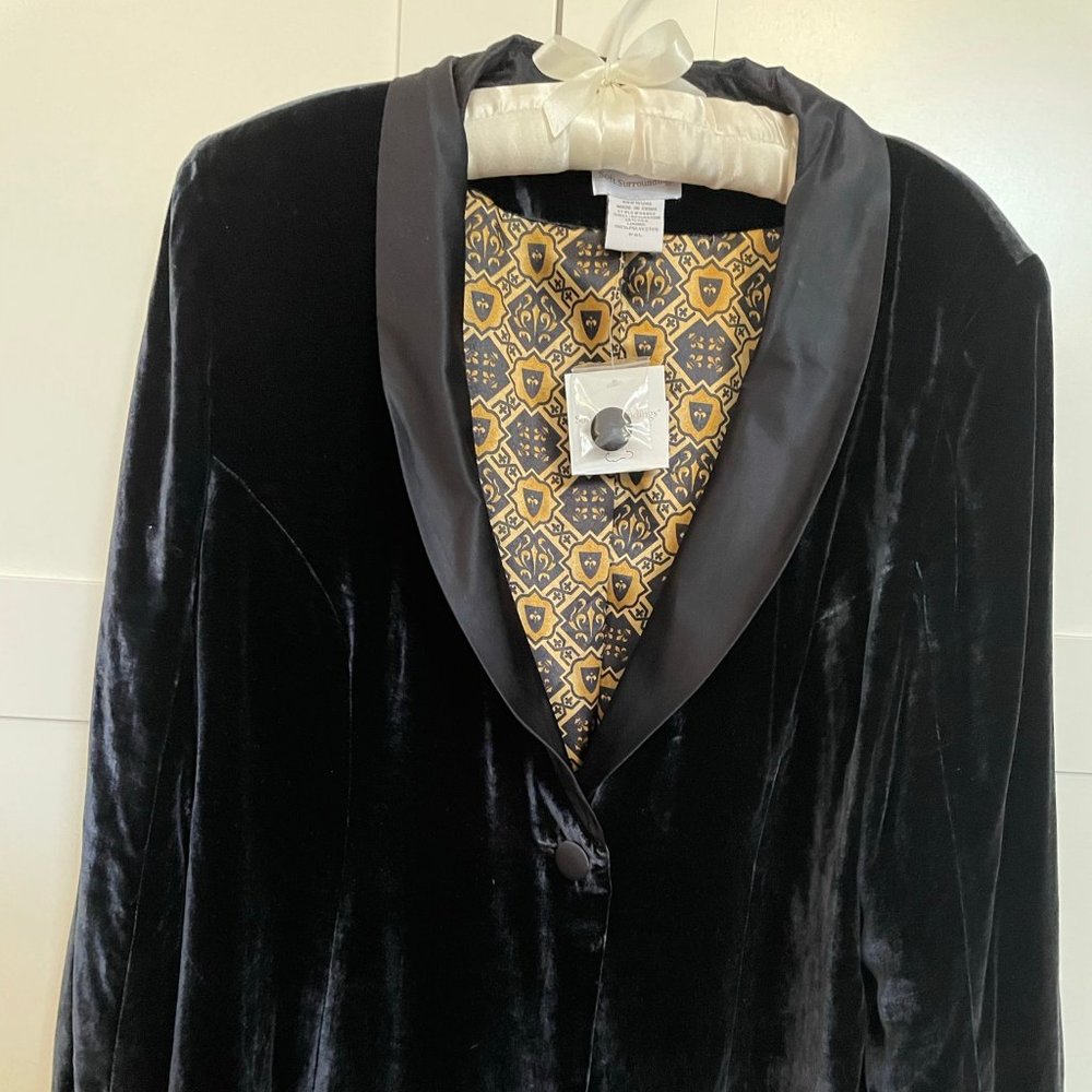 Soft Surroundings Black Velvet Tuxedo Jacket, XL
